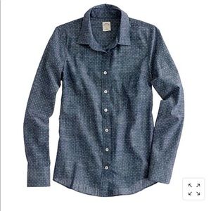 J. Crew Perfect Shirt in Chambray Polka Dot